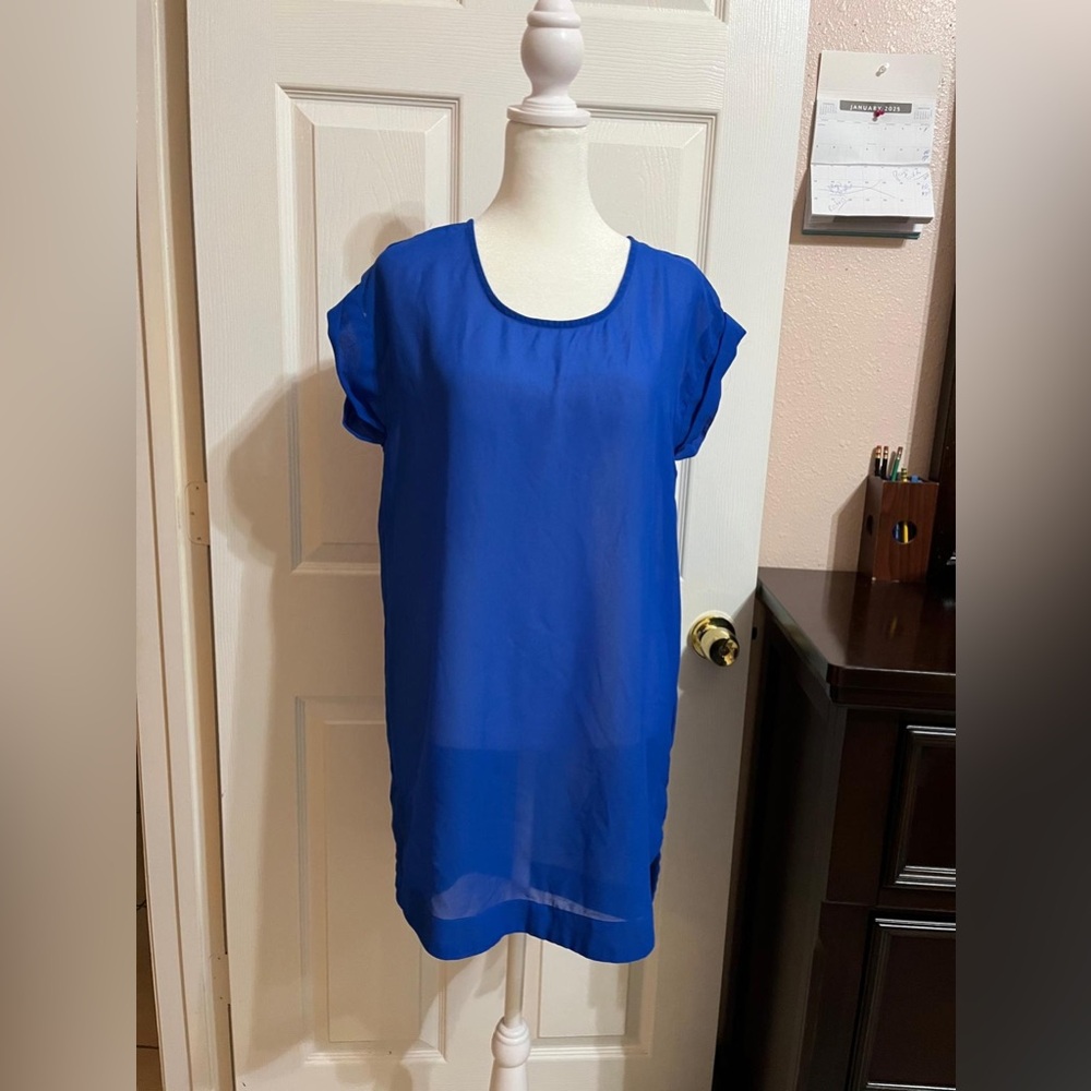H&M Blue chiffon sleeveless blouse size 2 (E)